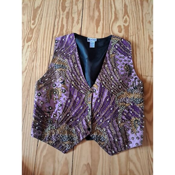 Vtg Womens One Size Vest Beaded Snap Front Closure Fairy Goth Festival - Picture 1 of 2